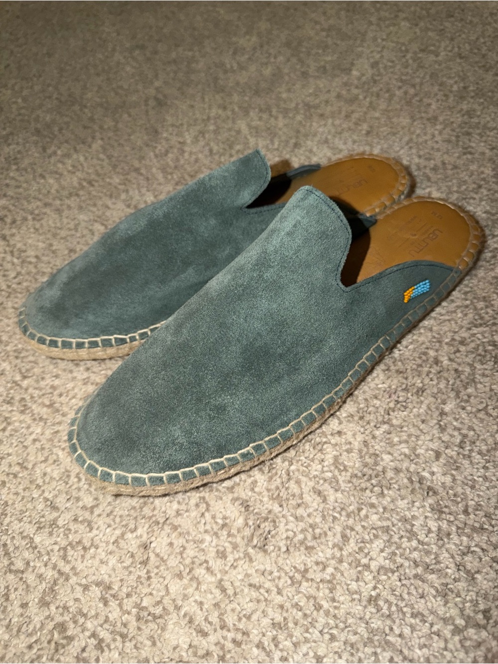 Ubuntu Footwear Men’s Suede Espadrille Shoes Size 12 (EU 45) Green/Blue New NWOT